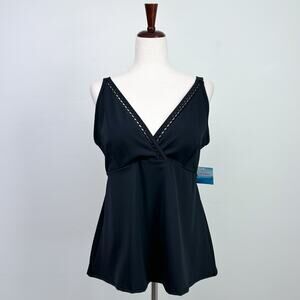 Ruby Ribbon Swim Black Padded V-Neck Tankini Top NWT